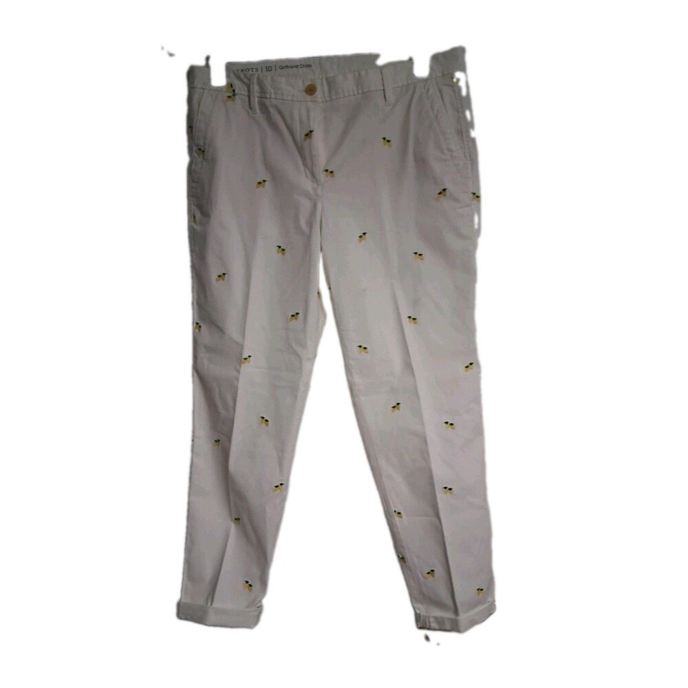 Women's Talbots Girlfriend Chino Pants Size 10 White/ Lemons